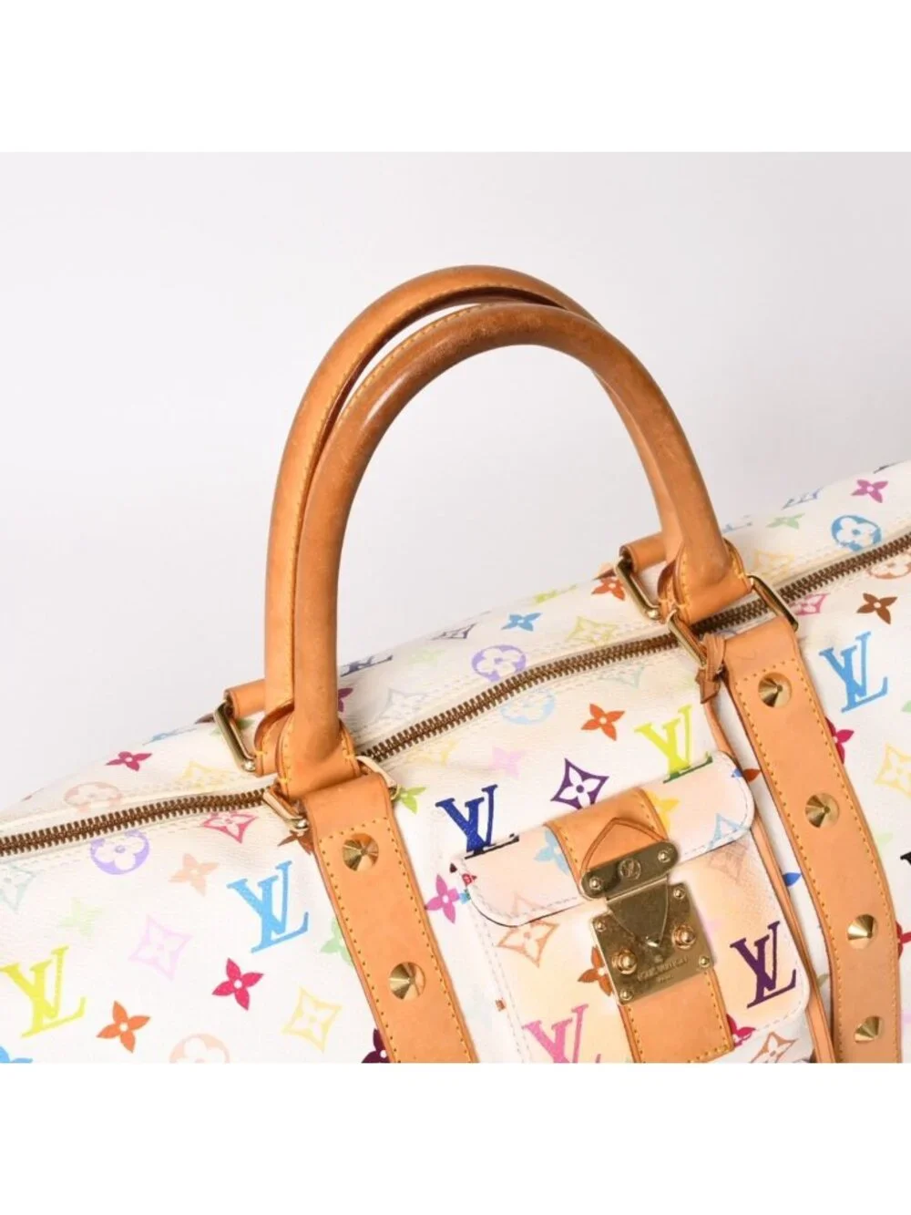 Louis Vuitton Keepall 45 Boston Bag Monogram Multicolor White Takashi Murakami